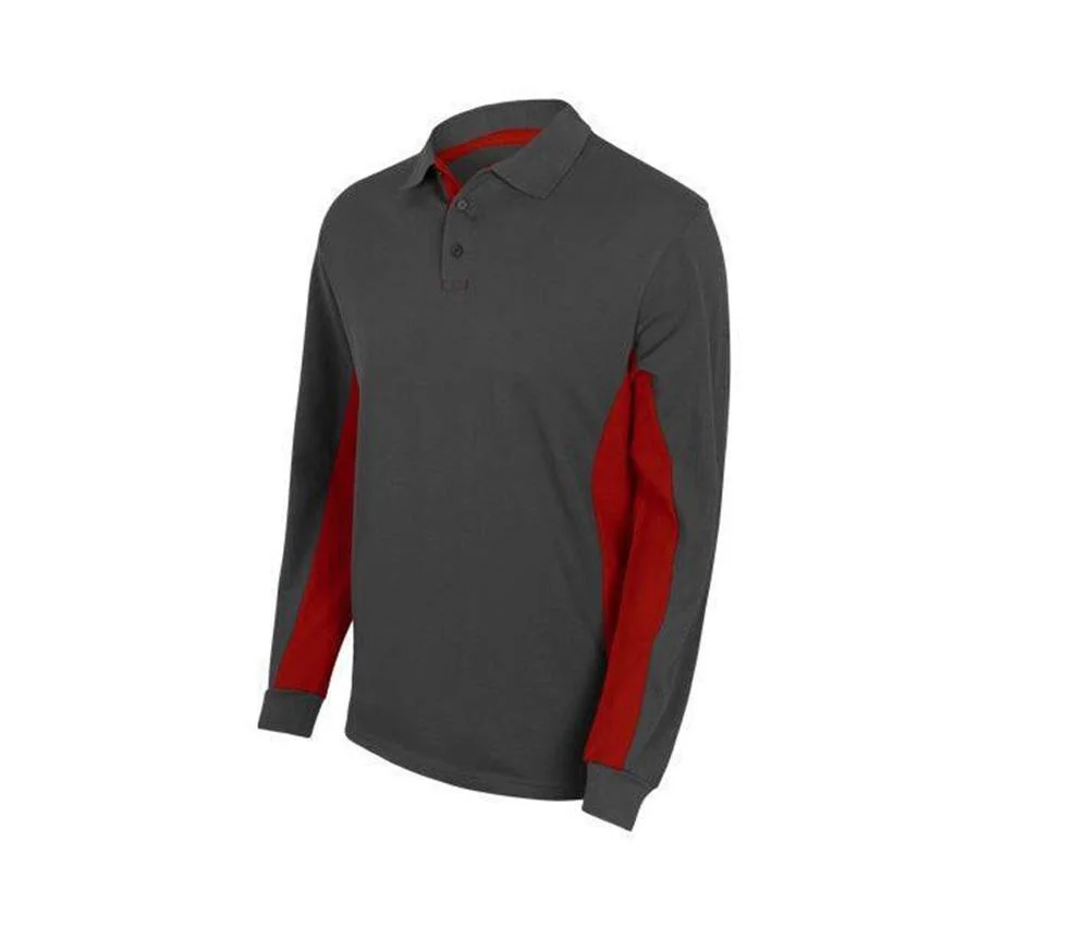 Velilla V5514 Tweekleurige Polo Lange Mouwen – Grey/Red