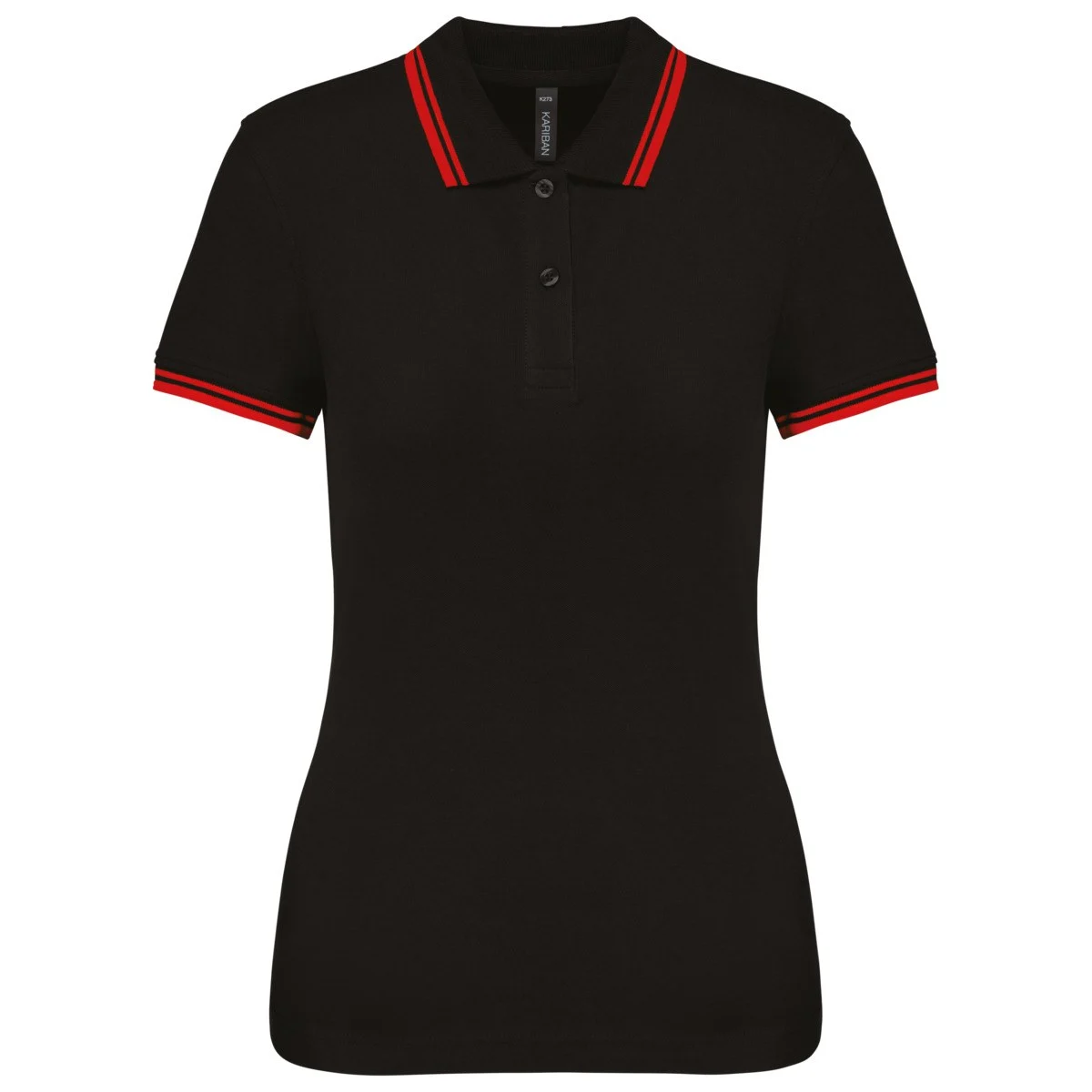Kariban K273 Gestreept Polo Dames – Zwart / Rood