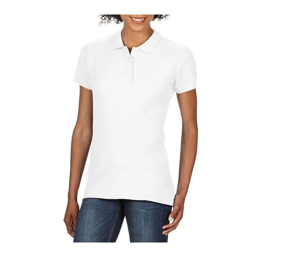 Gildan GN48L Softstyle Dubbele Piqué Polo Dames – White