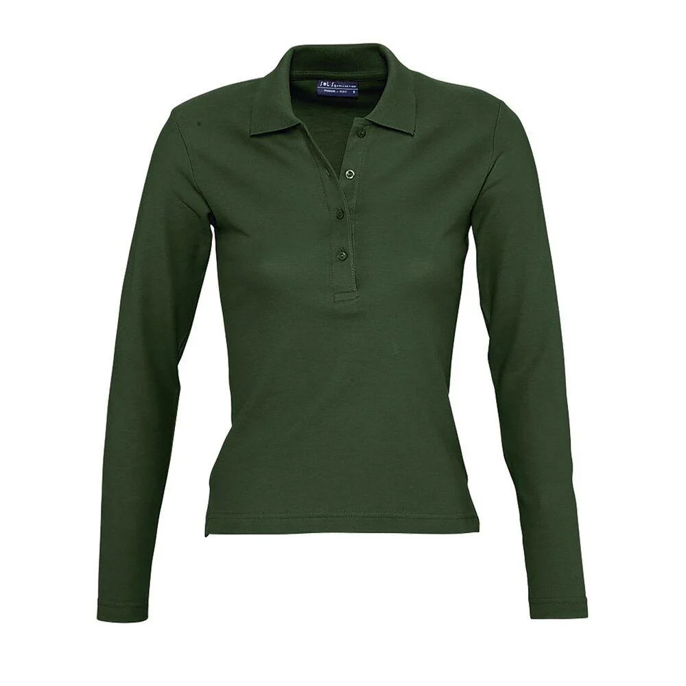 SOL'S 11317 Podium Polo Lange Mouwen Dames – Groene golf