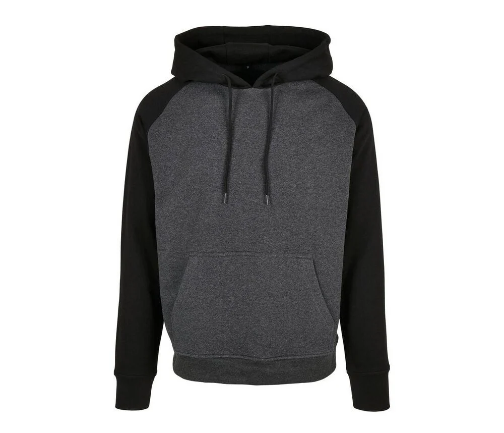 Build Your Brand BYB005 Basic Raglan Hoodie – Charcoal/Black