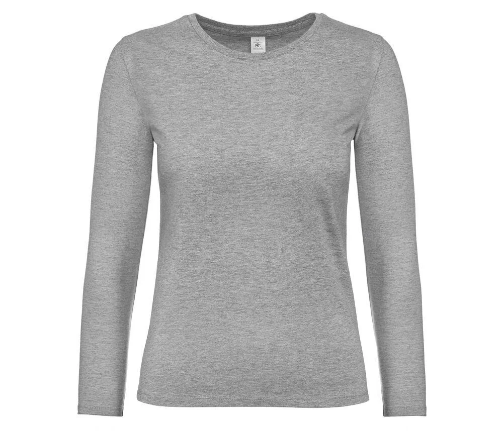 B&C BC08T #E190 T-shirt Lange Mouwen Dames – Sport Grey