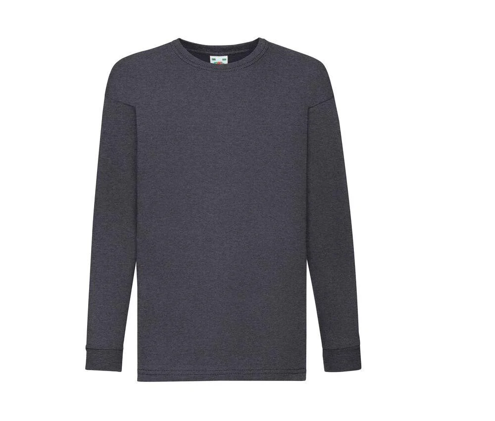 Fruit of the Loom SC6107 Kinder T-shirt Lange Mouwen – Dark Heather Grey