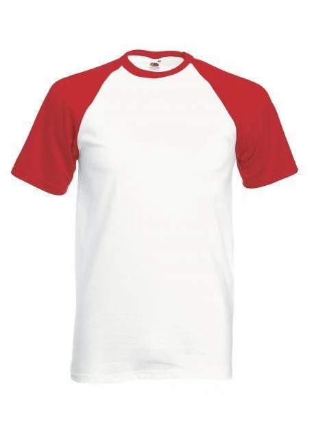 Fruit of the Loom SC237 Baseball T-shirt – White/Red