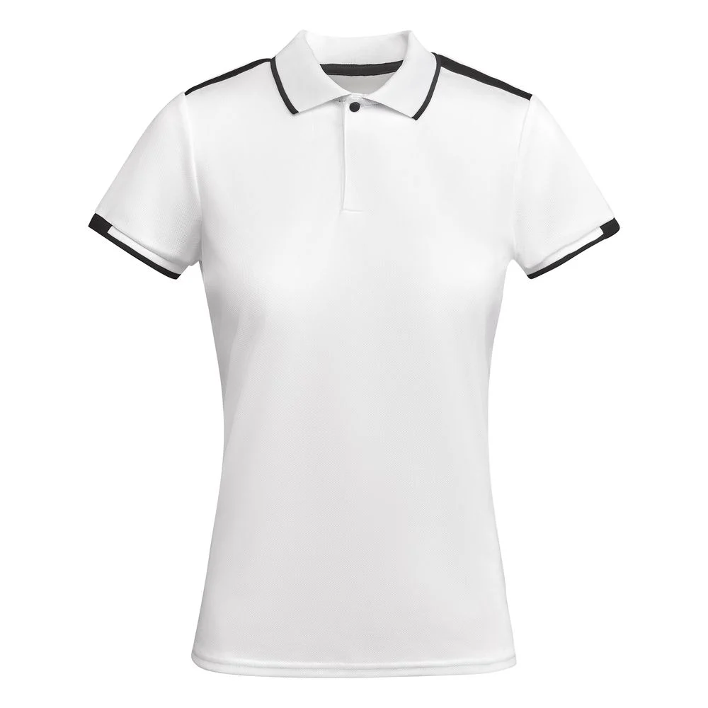 Roly PO0409 Tamil Gerecycled Sportpolo Dames – Wit/Zwart