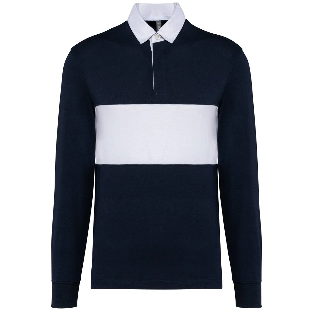Proact PA429 Rugbypolo Lange Mouwen – Marine / Wit