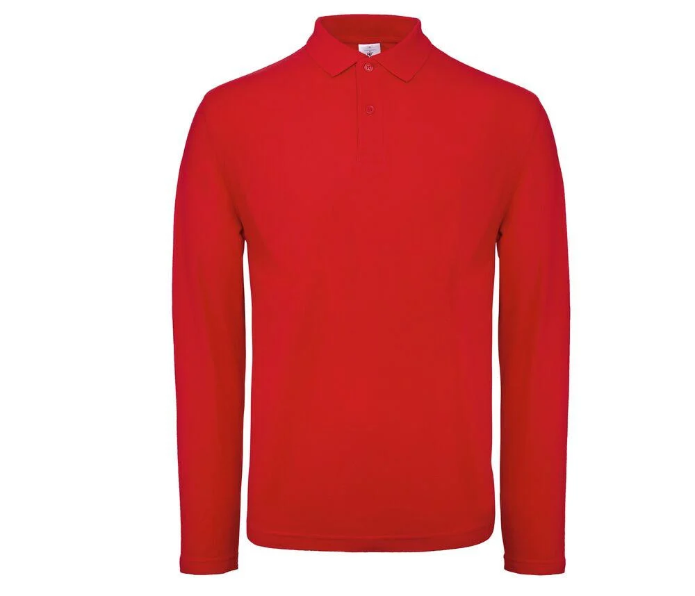 B&C ID1LS ID.001 Polo Lange Mouwen Heren – Red