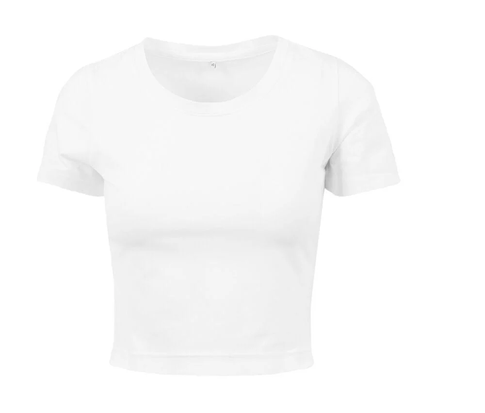 Build Your Brand BY042 Cropped T-shirt Dames – White