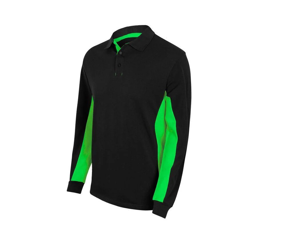 Velilla V5514 Tweekleurige Polo Lange Mouwen – Black / Lime