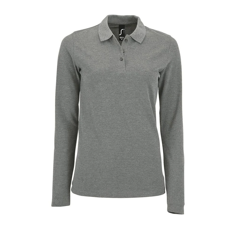 SOL'S 02083 Perfect Polo Lange Mouwen Dames – Gemengd grijs