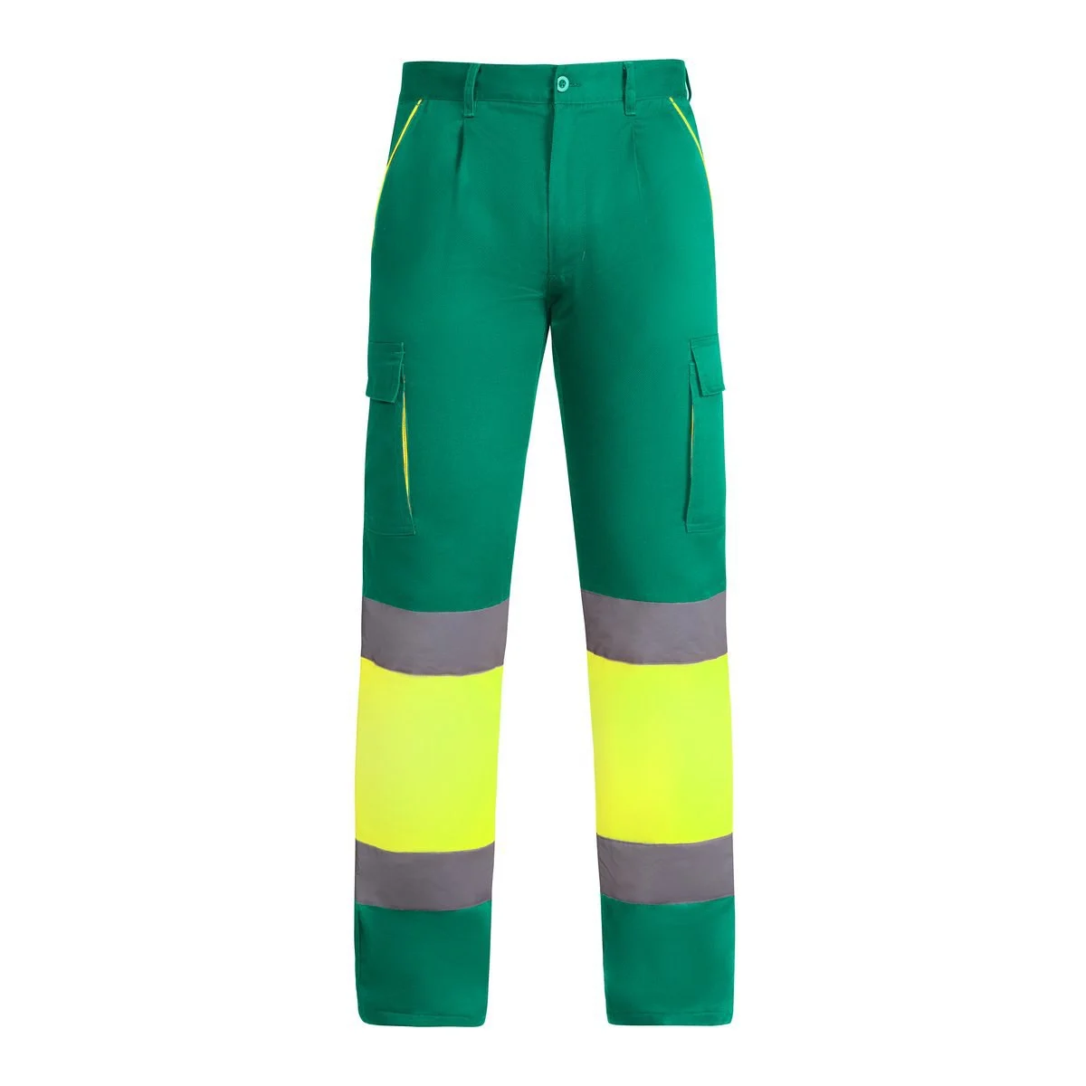 Roly HV9321 Enix Tweekleurige Multi-pocket Winterwerkbroek Hoge Zichtbaarheid – VERDE JARDÍN/AMARILLO FLÚOR
