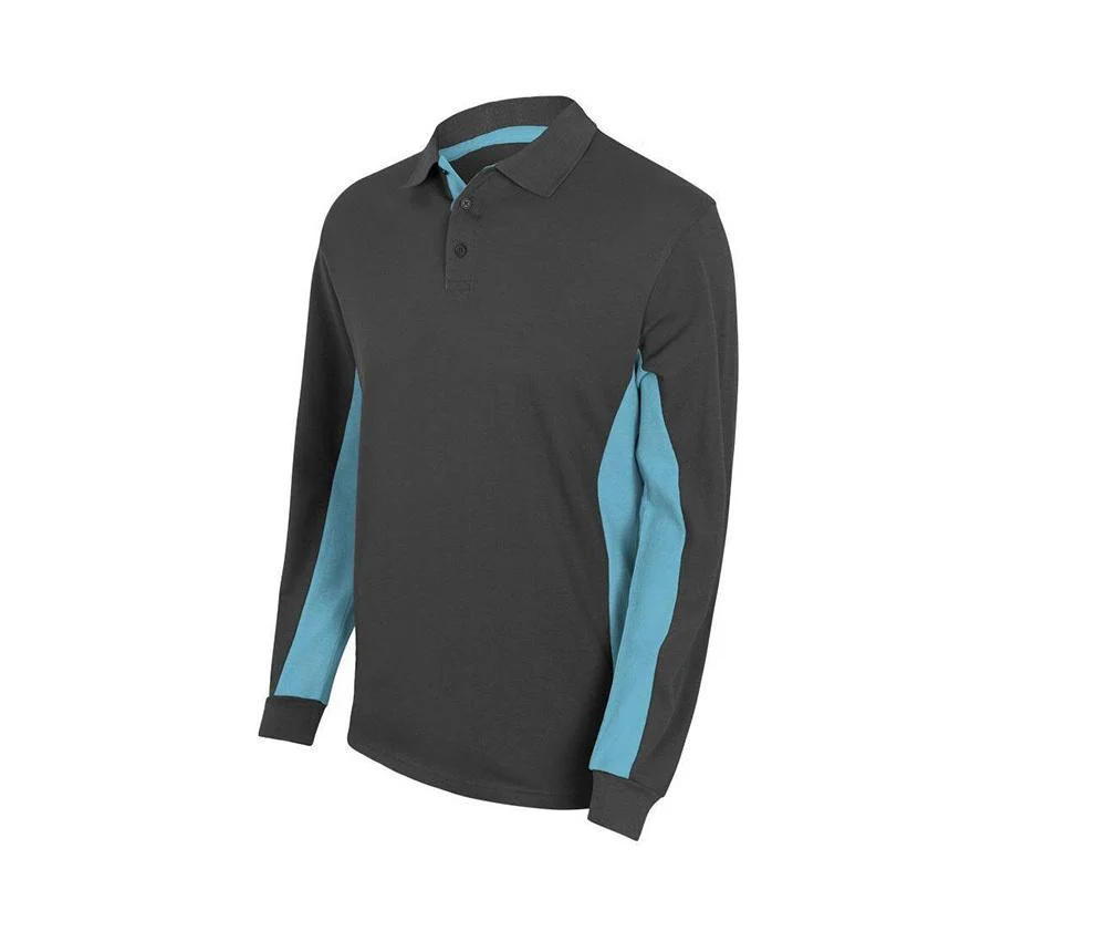Velilla V5514 Tweekleurige Polo Lange Mouwen – Grey / Sky Blue