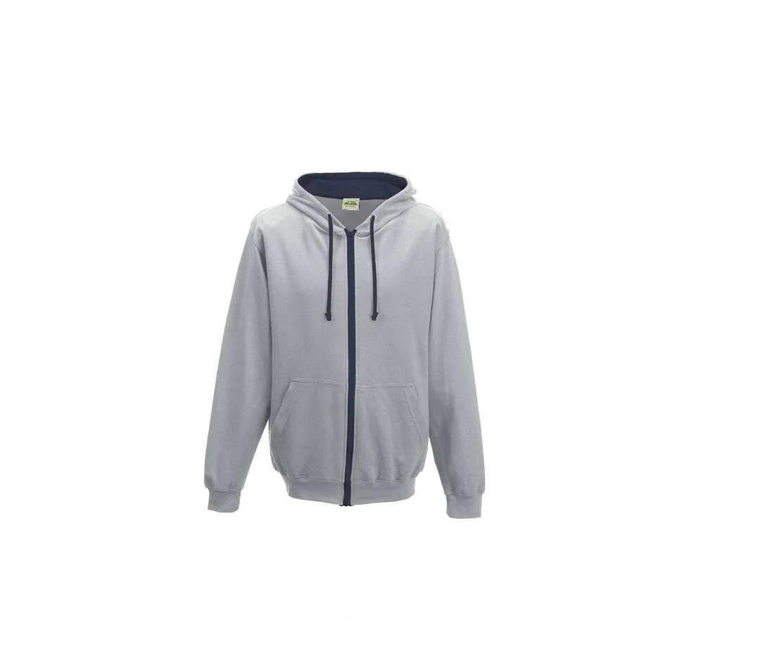 AWDIS JH053 Varsity Zoodie – Heather Grey/French Navy