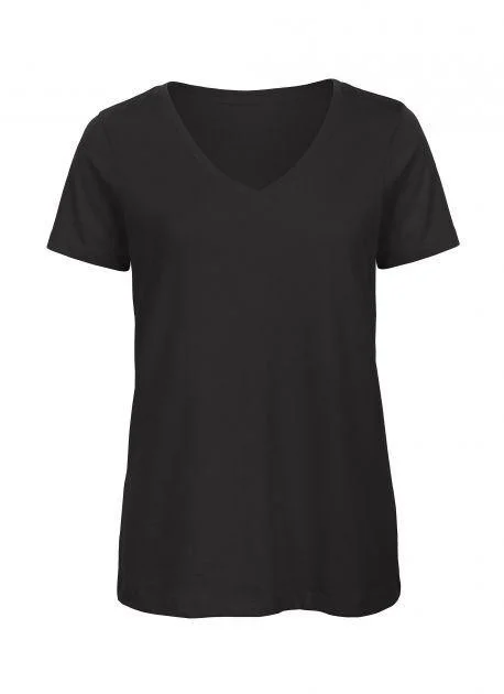 B&C BC045 TM045 V-hals T-shirt Dames – Black