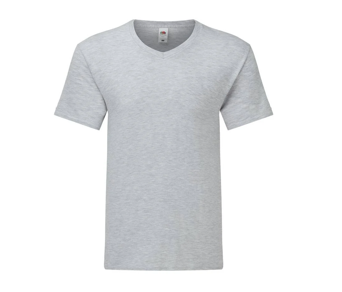 Fruit of the Loom SC154 V-hals T-shirt Heren – Heather Grey