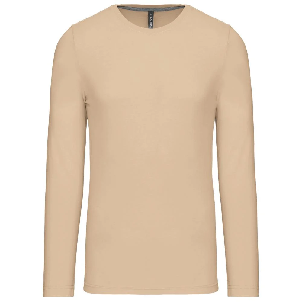 Kariban K359 T-shirt Lange Mouwen Heren – Licht zand