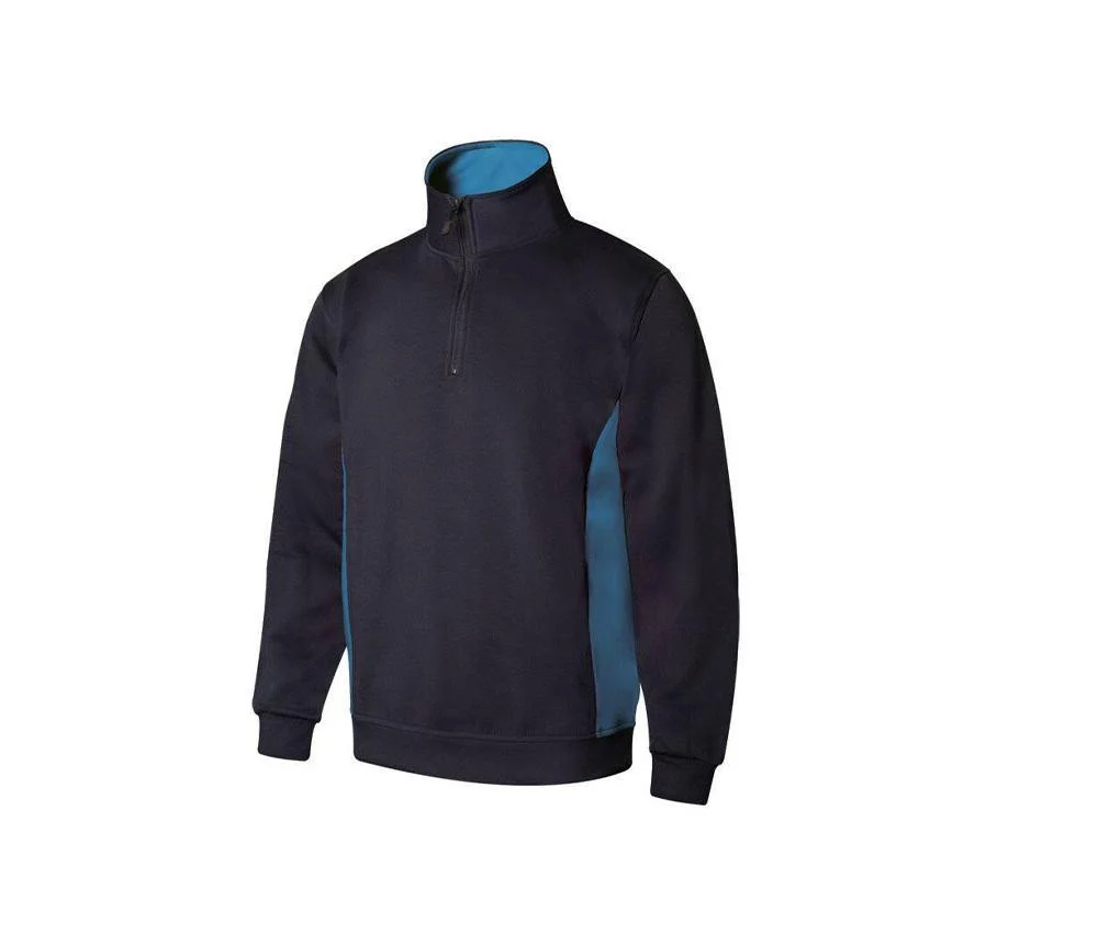 Velilla V5704 Bicolor Sweater met Ritskraag – Navy / Sky Blue
