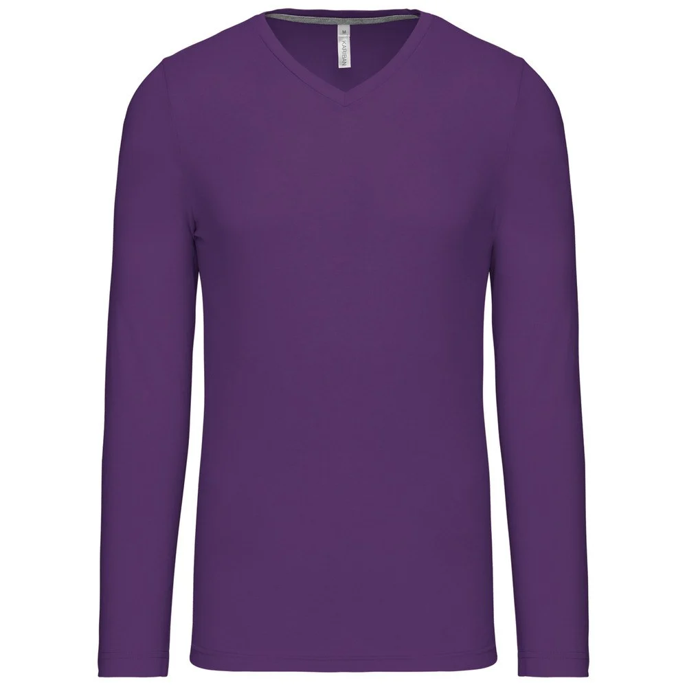Kariban K358 T-shirt V-hals Lange Mouwen Heren – Paars