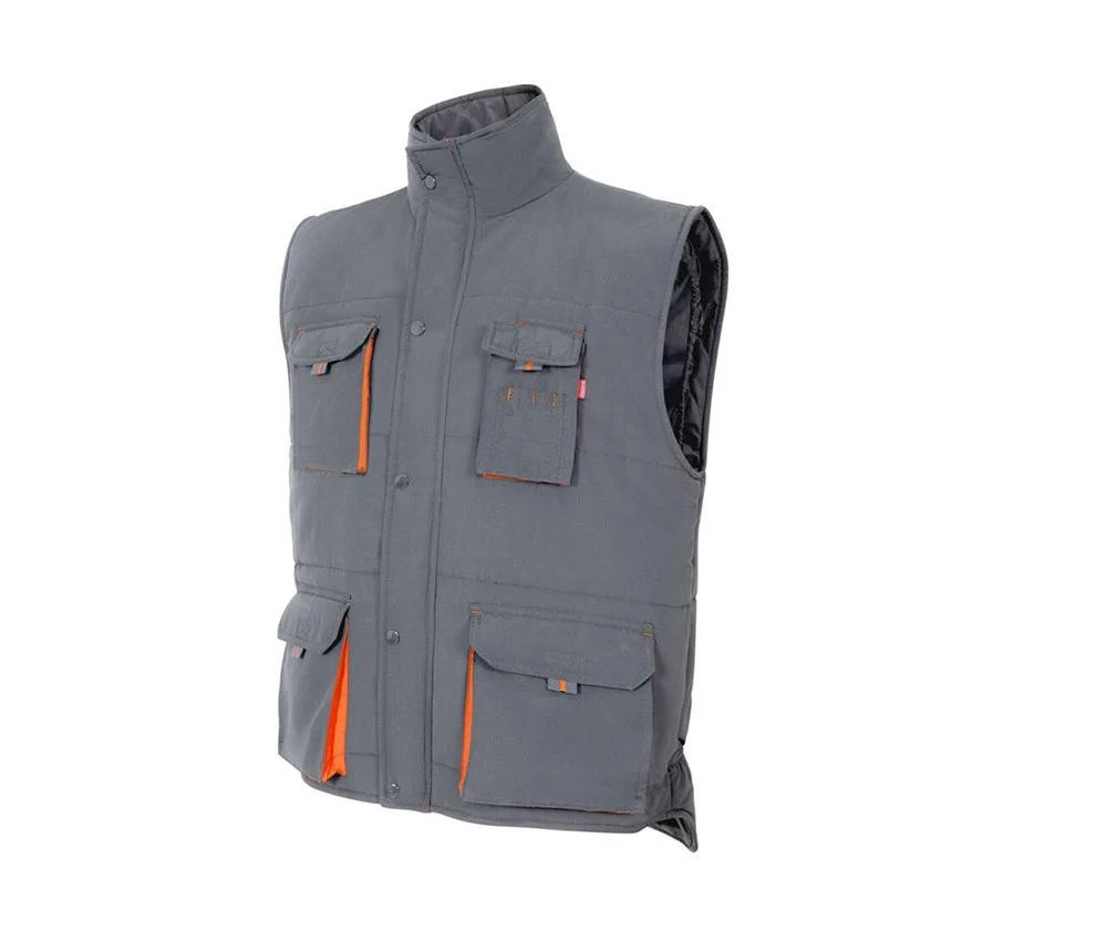 Velilla V5902 Tweekleurige Multi-pocket Gewatteerde Bodywarmer Heren – Grey/ Orange