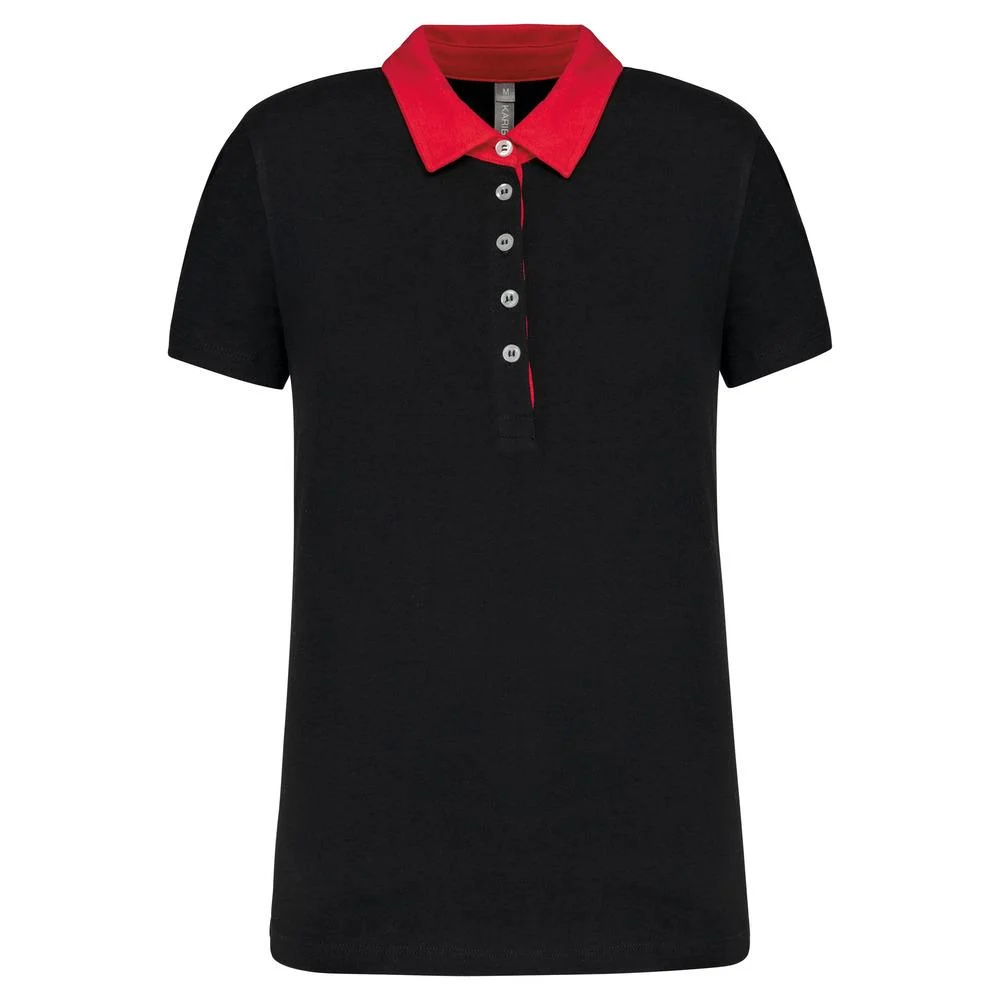 Kariban K261 Tweekleurig Polo Dames – Zwart / Rood