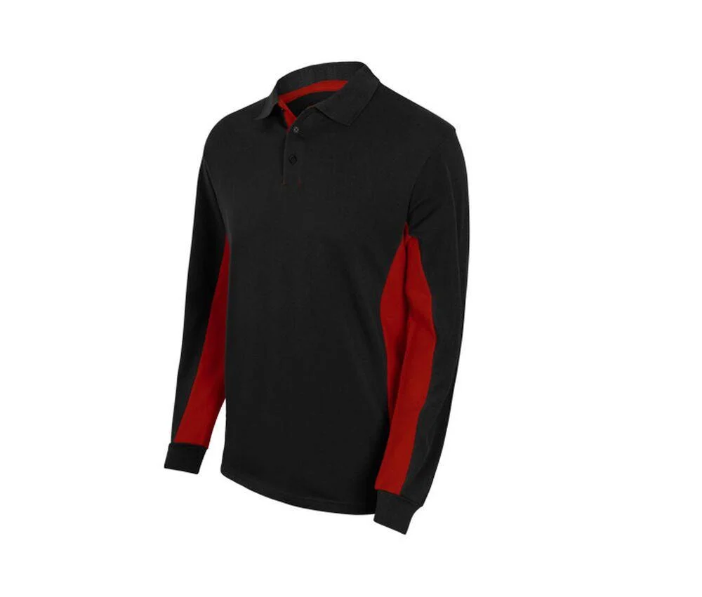 Velilla V5514 Tweekleurige Polo Lange Mouwen – Black / Red