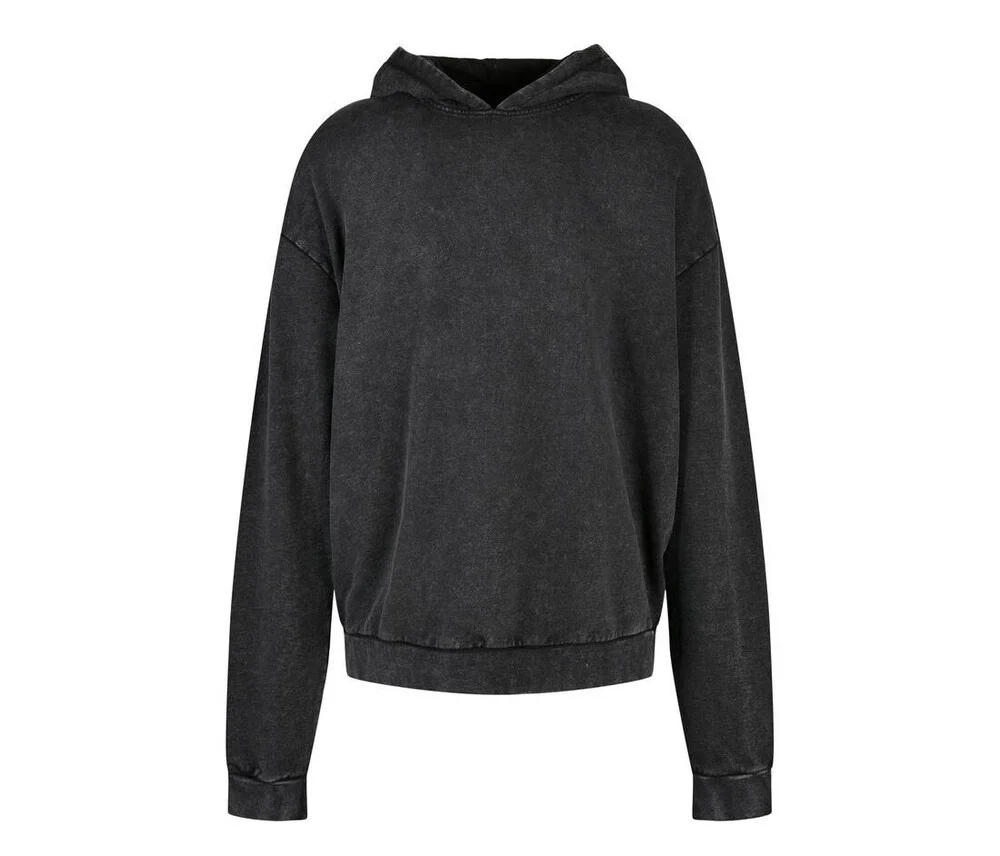 Build Your Brand BY191 Acid Washed Oversized Hoodie – Black