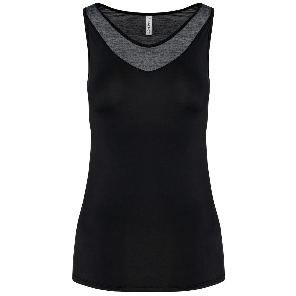 Proact PA4031 Sport Tweekleurig Top Dames – Zwart / Marl Donkergrijs