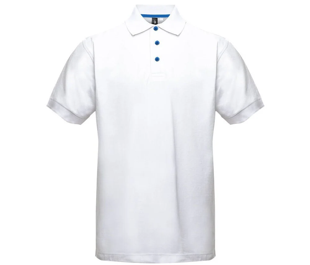 Black&Match BM100 Polo met Contrasterende Knopen – White/Royal