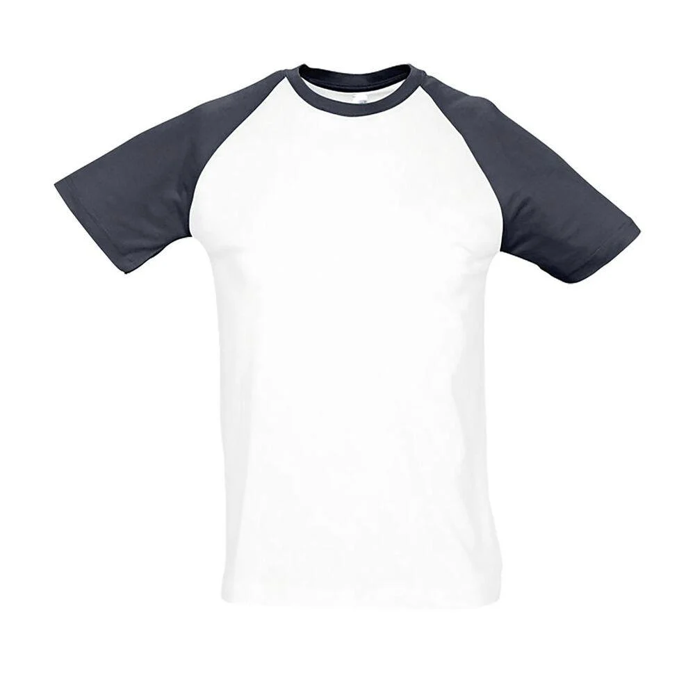 SOL'S 11190 Funky Tweekleurig Raglan T-shirt Heren – Blanc / Maritiem