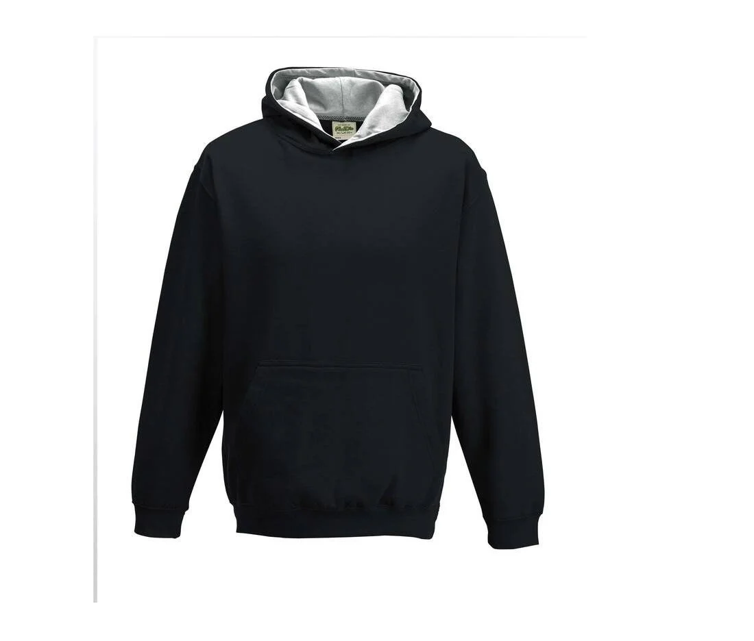 AWDIS JH03J Varsity Kinderhoodie – Jet Black/ Heather Grey