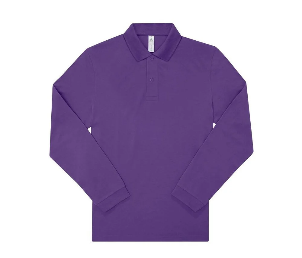 B&C BCU425 Fijne Piqué Polo Lange Mouwen – Meta Lilac