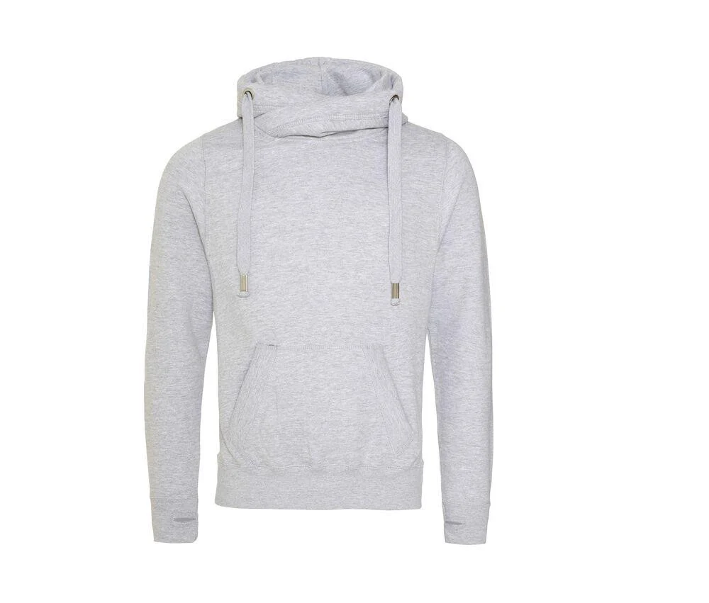 AWDIS JH021 Hoodie met Gekruiste Hals – Heather Grey