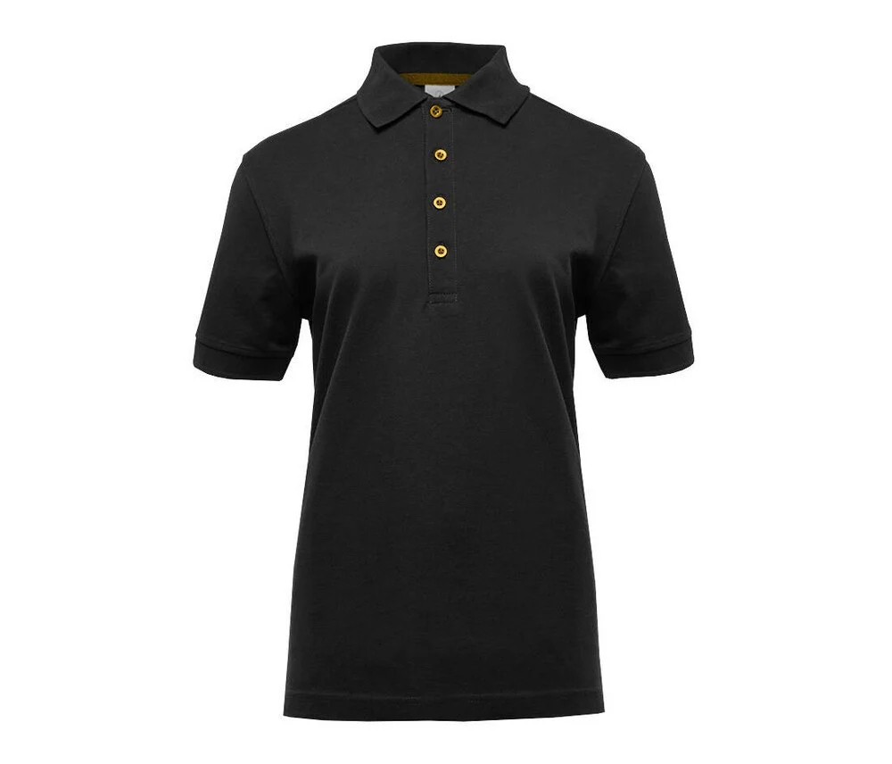 Black&Match BM101 Polo met Contrasterende Knopen Dames – Black / Gold