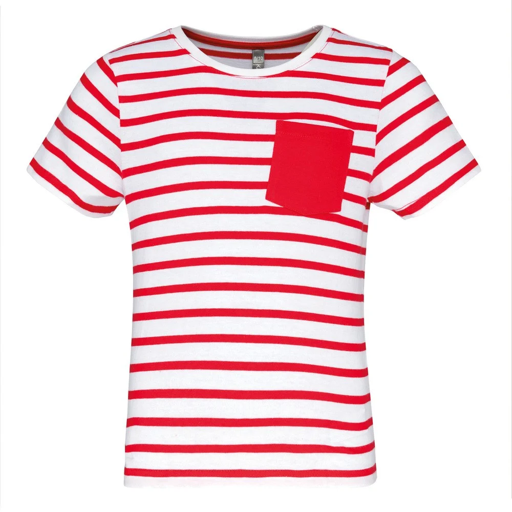Kariban K379 Gestreept T-shirt Kinderen – Gestreept Wit / Rood