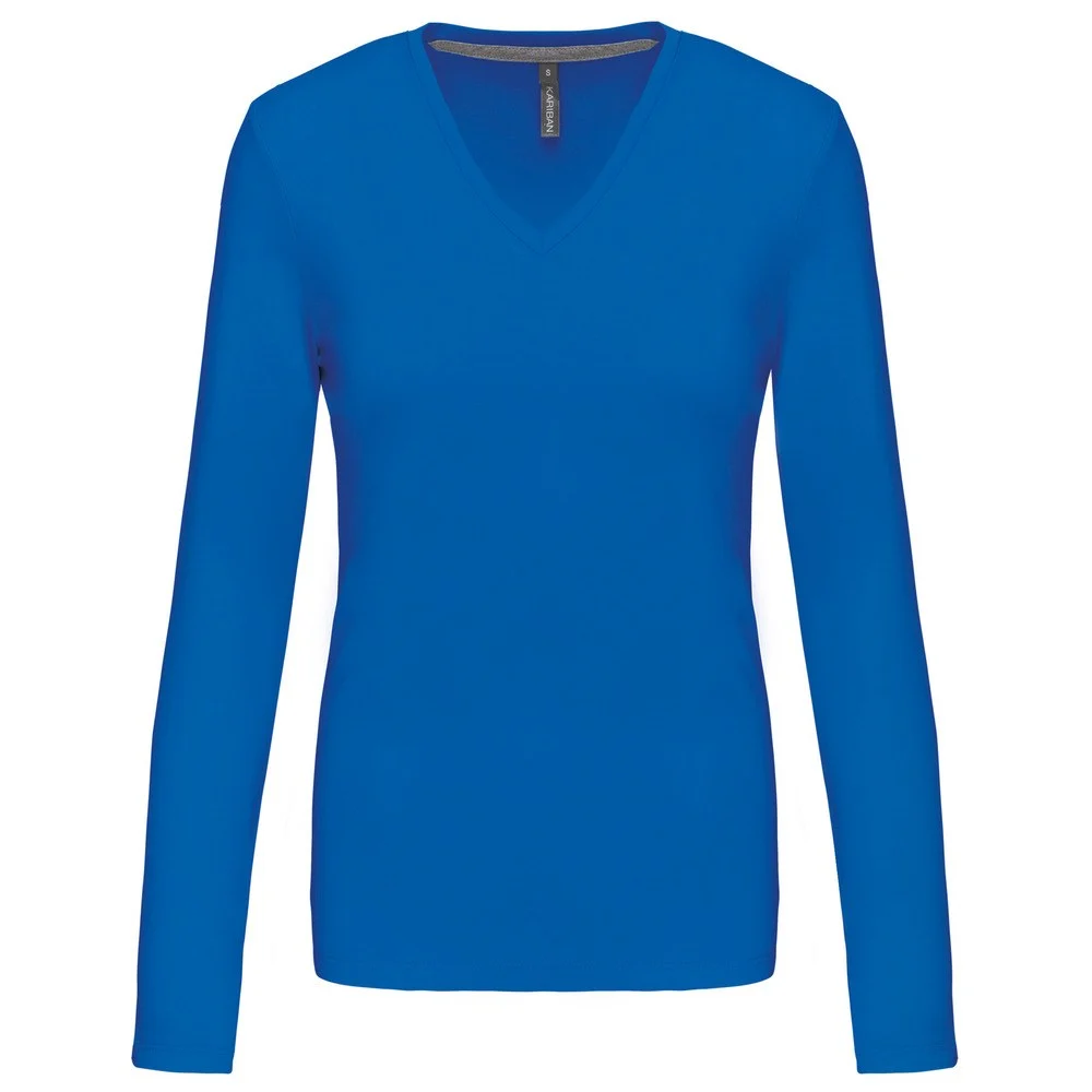 Kariban K382 T-shirt V-hals Lange Mouwen Dames – Licht koningsblauw
