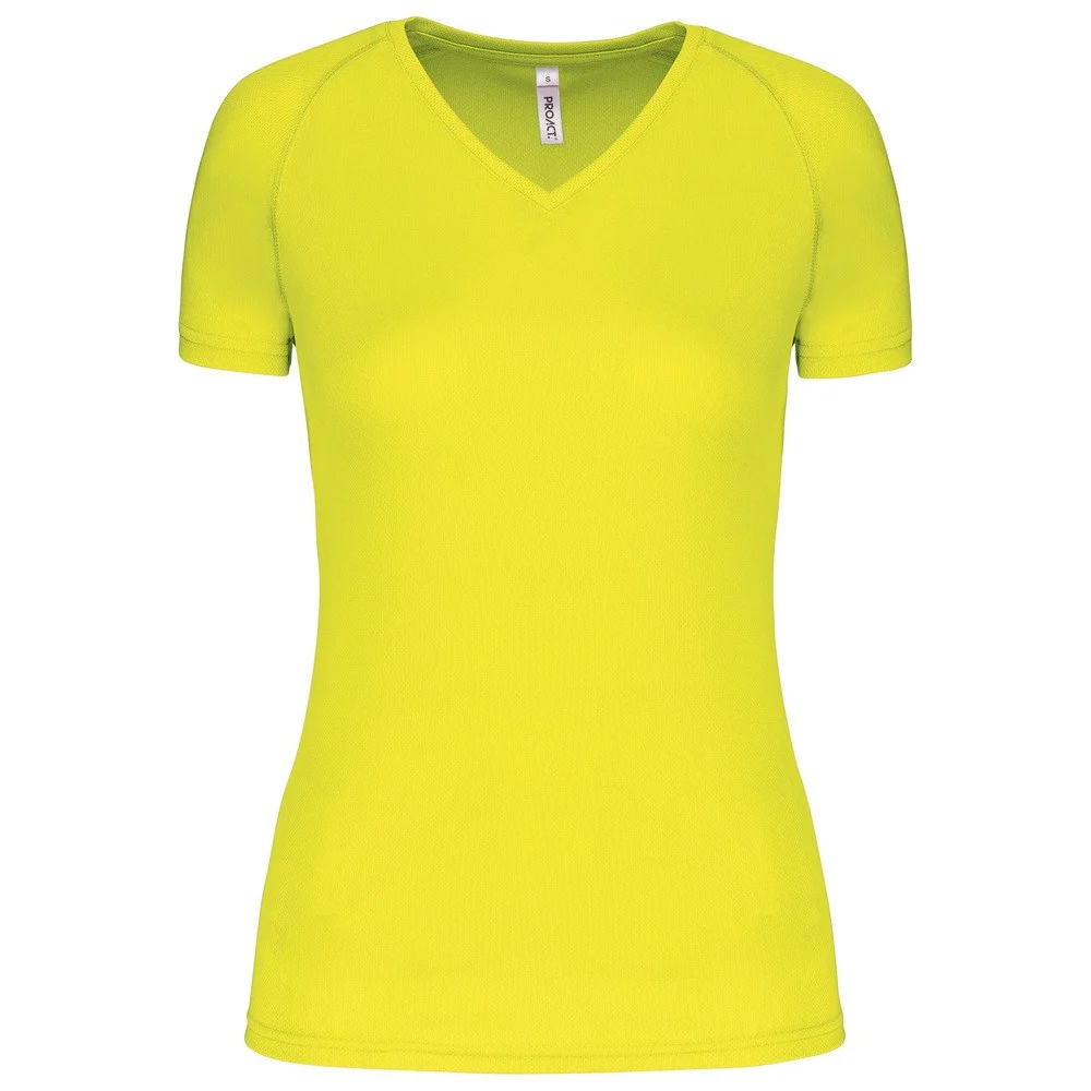 Proact PA477 Sport T-shirt V-hals Dames – Fluorescerend geel