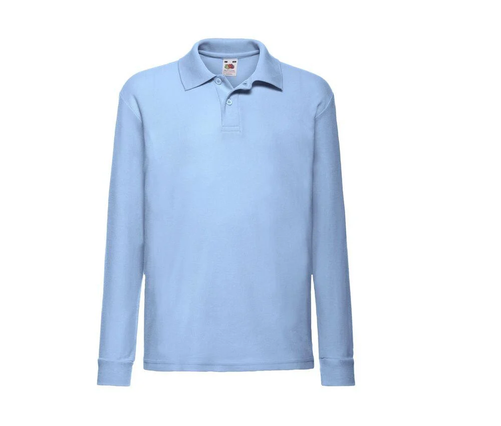Fruit of the Loom SC3201 Kinderpolo Lange Mouwen – Sky Blue
