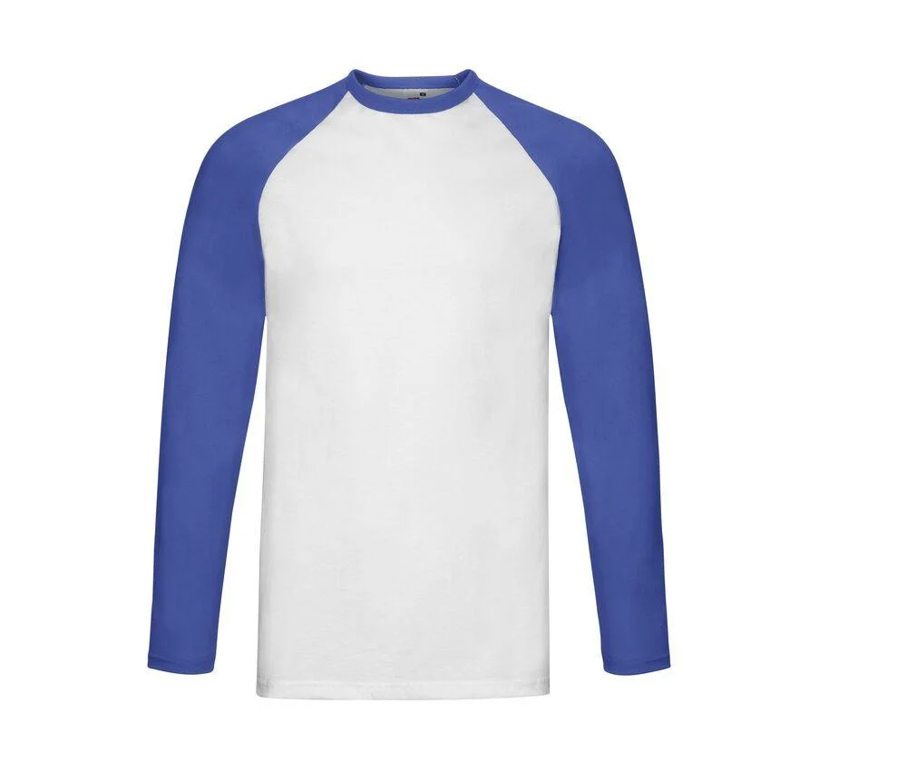 Fruit of the Loom SC238 Baseball T-shirt Lange Mouwen – White / Royal Blue