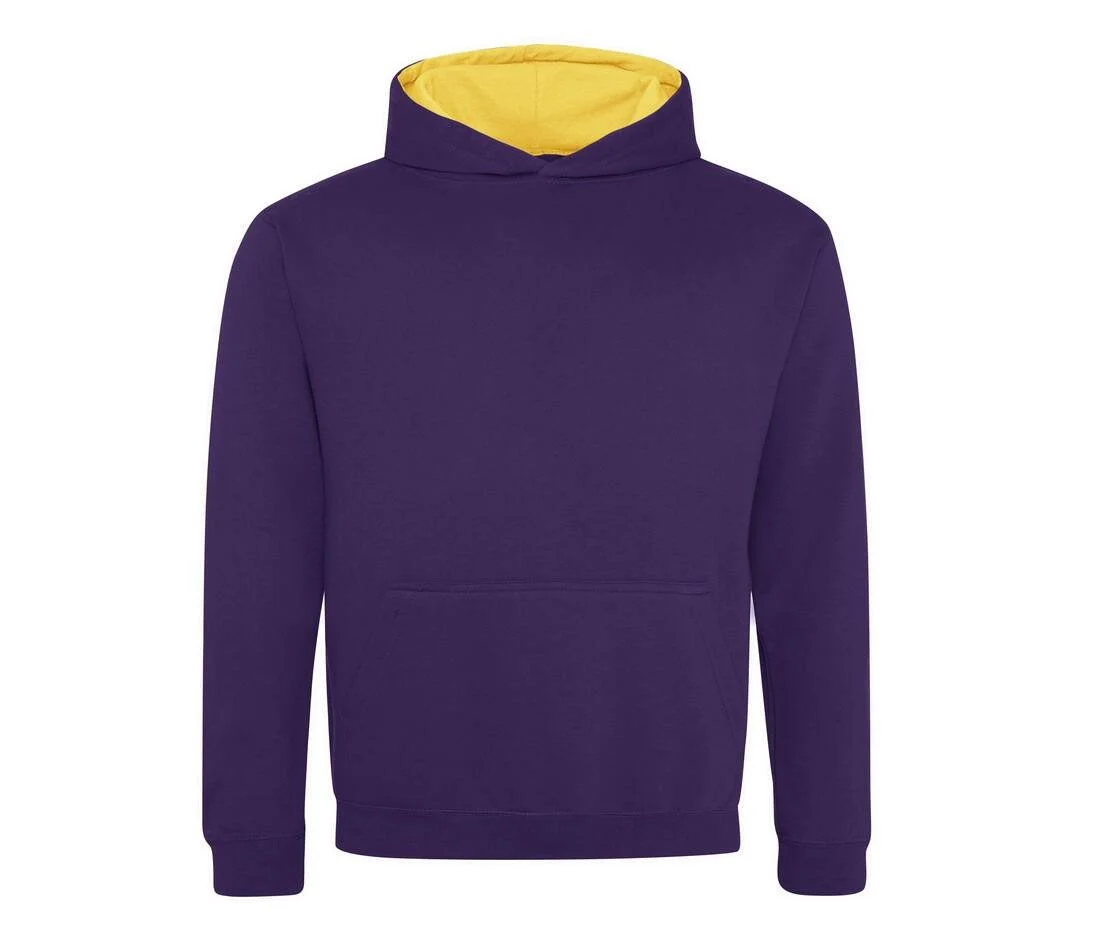 AWDIS JH03J Varsity Kinderhoodie – Purple / Sun Yellow