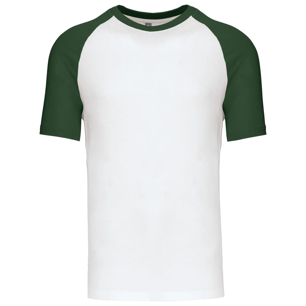 Kariban K330 Tweekleurig T-shirt Heren – Wit / Bosgroen