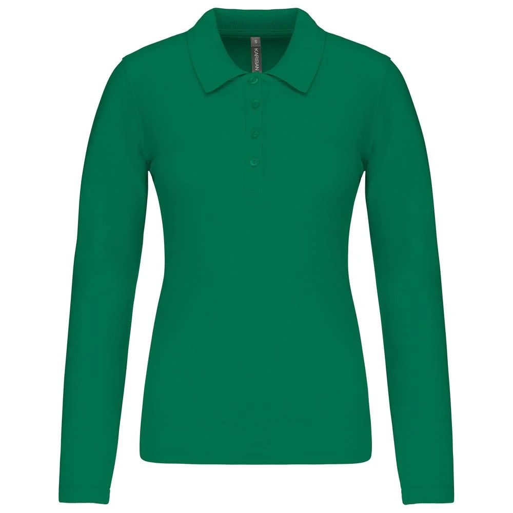 Kariban K257 Polo Lange Mouwen Dames – Kelly groen
