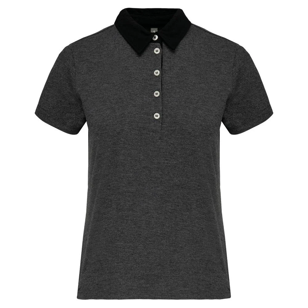 Kariban K261 Tweekleurig Polo Dames – Donkergrijze heide/zwart