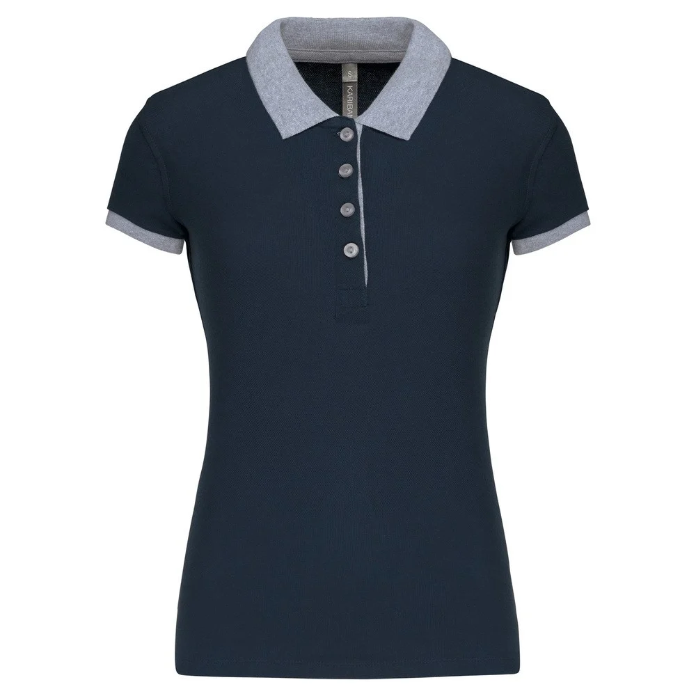 Kariban K259 Tweekleurig Polo Dames – Marine / Oxford grijs
