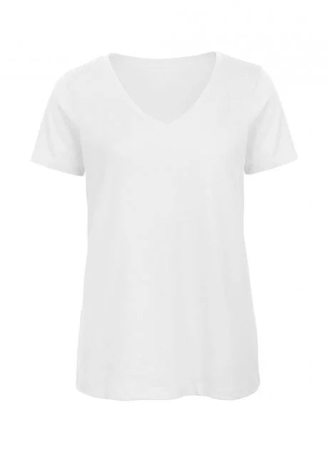 B&C BC045 TM045 V-hals T-shirt Dames – White
