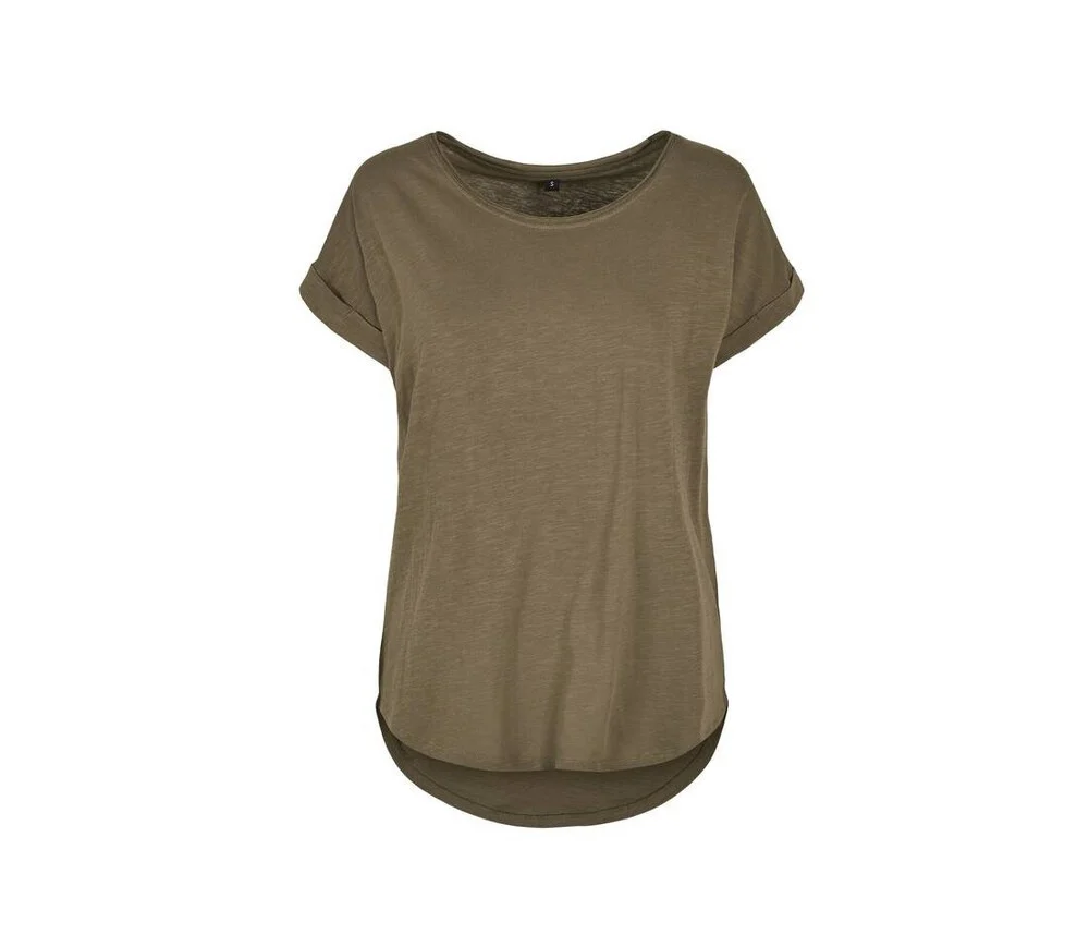 Build Your Brand BY036 T-shirt met Lange Rug Dames – Olive
