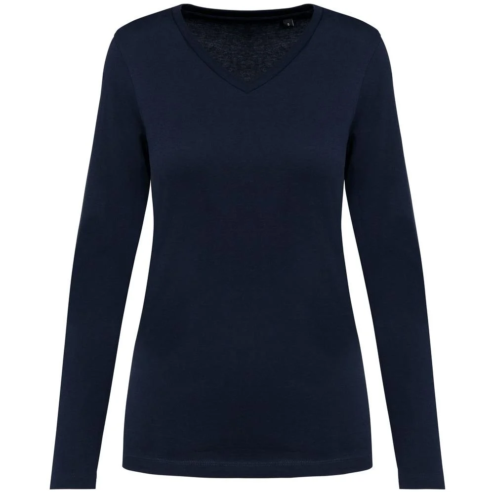 Kariban PK307 T-shirt V-hals Lange Mouwen Dames – Diep marine