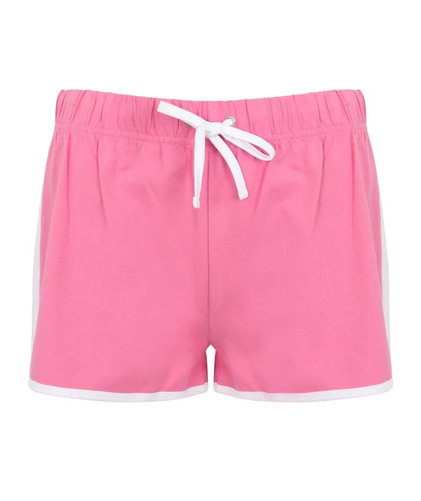 SF Women SK069 Retro Short Dames – Bright Pink / White