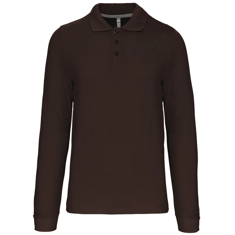 Kariban K243 Polo Lange Mouwen Heren – Chocolade