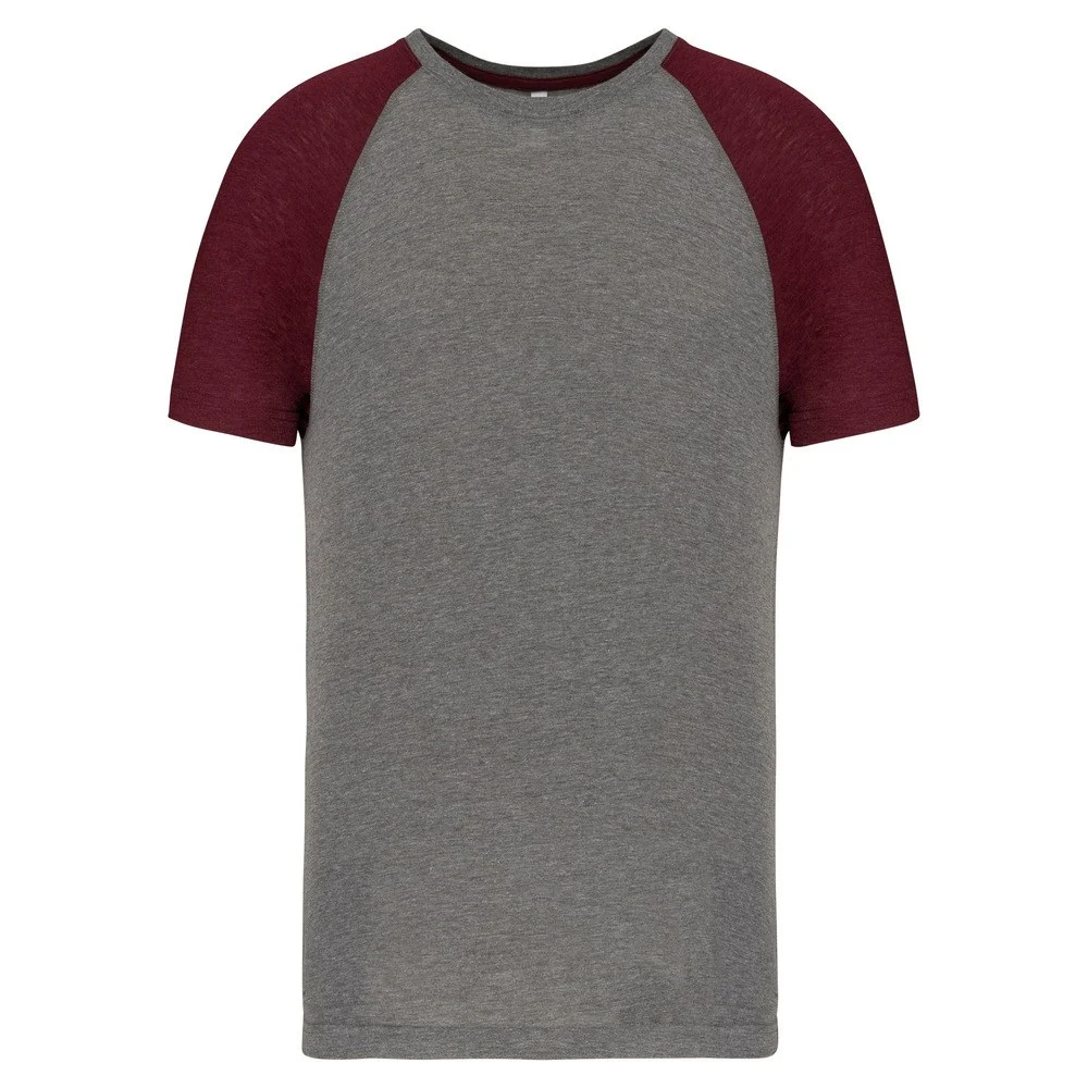 Proact PA4010 Sport Tri-Blend T-shirt – Grijs Heather / Wijn Heather