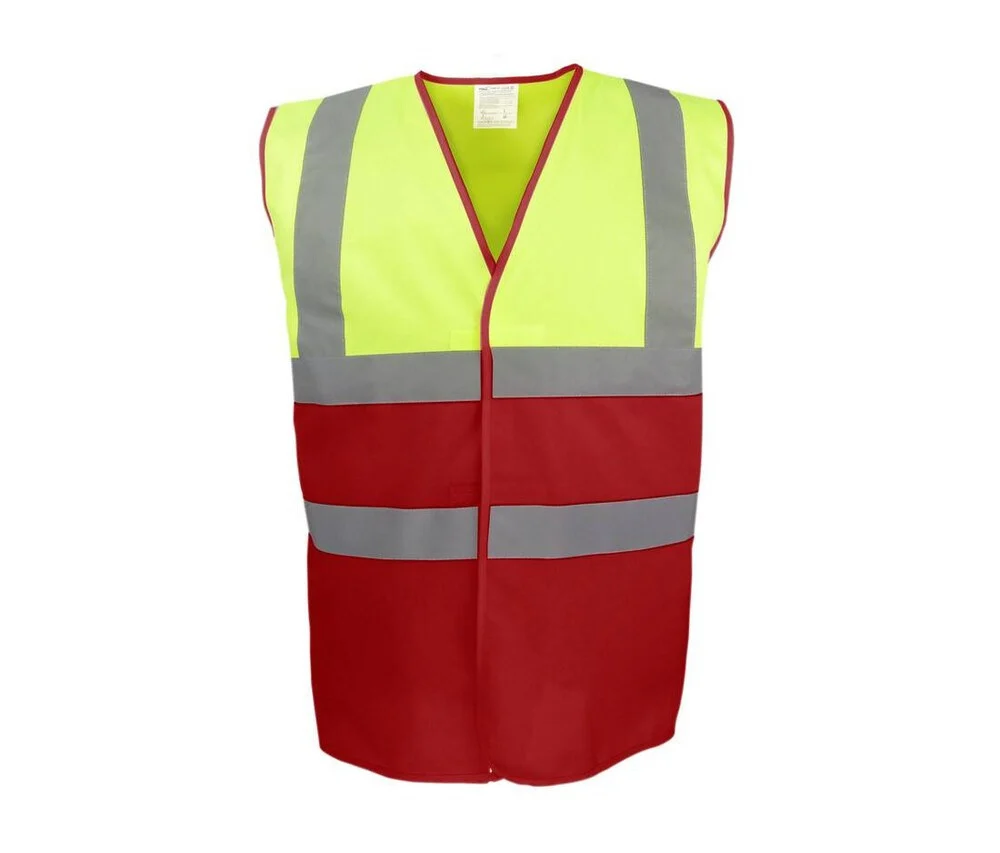 Yoko YK122 Tweekleurig Veiligheidshesje – Hi Vis Yellow / Red